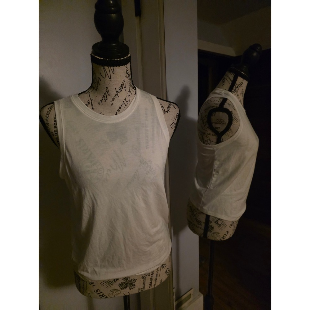 Old Navy‎ Active Go-Dry White Ruched Back Muscle Tank Top Womens Small